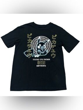 Pikachu Neon Graphic Tee - Black & Yellow Men’s Small